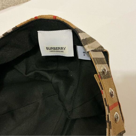 Burberry TB Logo Nova Check Baseball Cap Beige Adjustable Strap Authentic main image 4